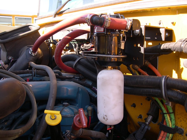 A Crankcase Ventilation Filter System has been installed on this Nevada school bus.