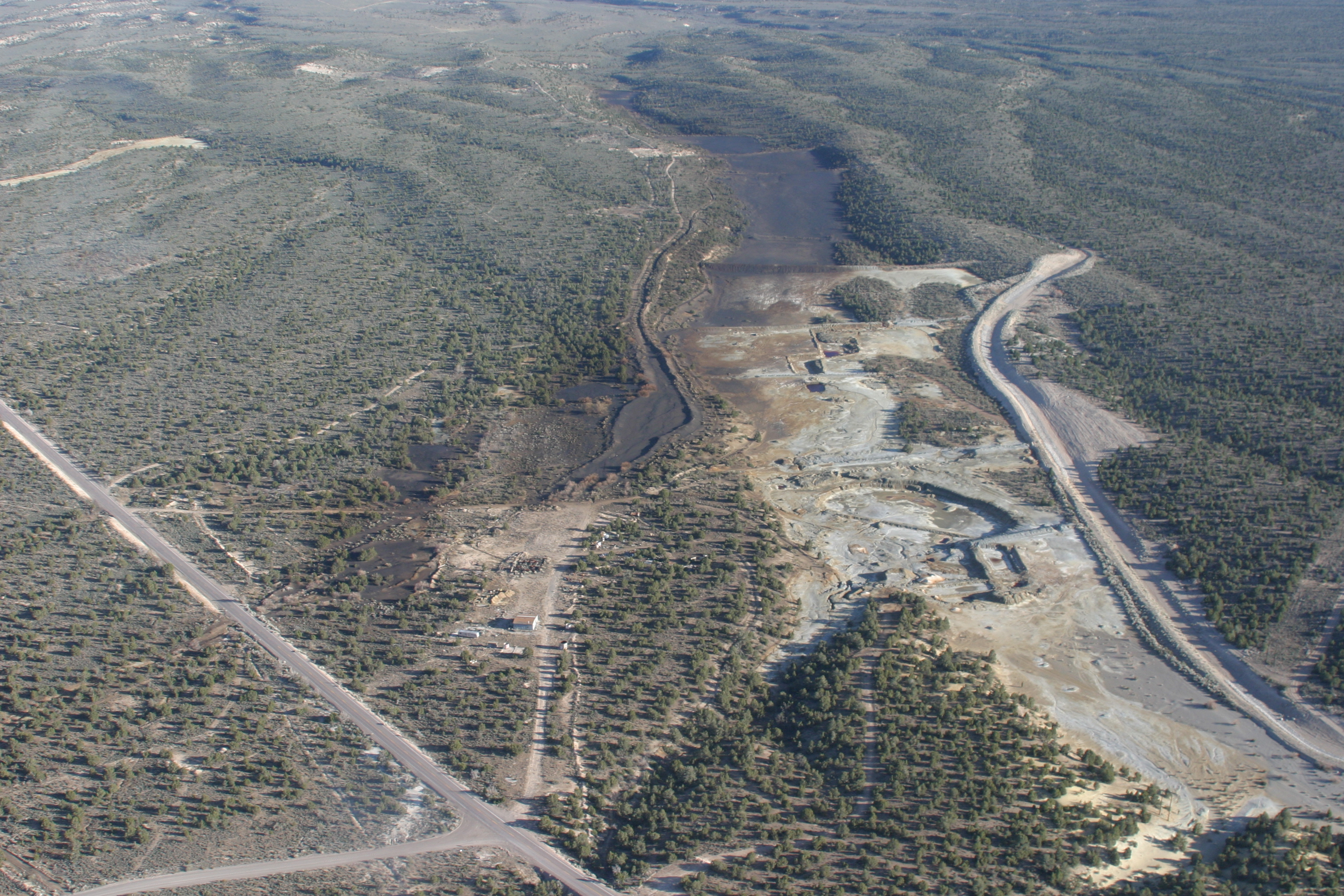 Aerial Photo of Caselton Wash Tailings, part of Operable Unit 5 (OU5) managed by the BLM near Pioche, Lincoln County, Nevada.